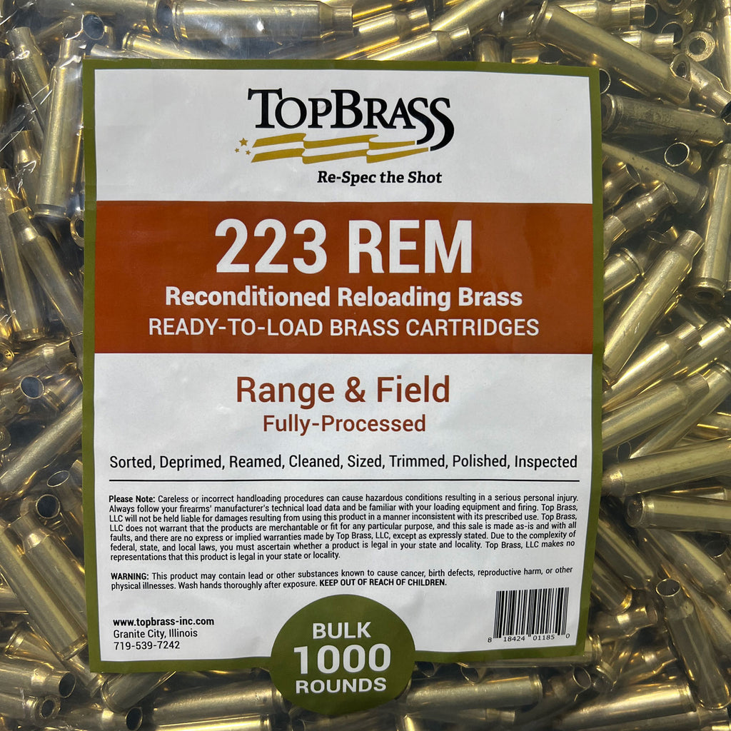 223 Rem Unprimed Reconditioned Brass 250pcs Top Brass Inc Top Brass Reloading Supplies